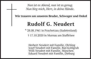 Todesanzeige von Rudolf G. Neudert von merkurtz