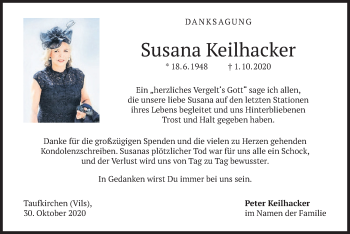 Todesanzeige von Susana Keilhacker von merkurtz