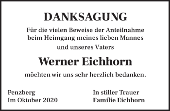 Todesanzeige von Werner Eichhorn von Das Gelbe Blatt Penzberg