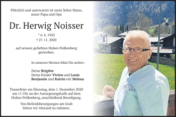 Todesanzeige von Herwig Noisser von merkurtz
