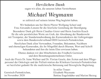 Todesanzeige von Michael Weymann von merkurtz