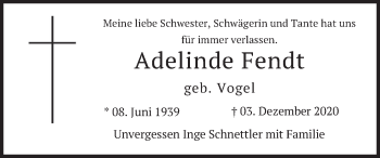 Todesanzeige von Adelinde Fendt von merkurtz