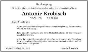 Todesanzeige von Antonie Krobisch von merkurtz