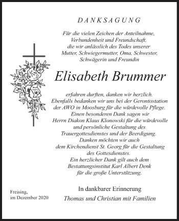 Todesanzeige von Elisabeth Brummer von merkurtz