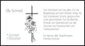 Todesanzeige von Elly Schmid von merkurtz