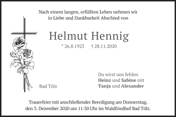 Todesanzeige von Helmut Hennig von merkurtz
