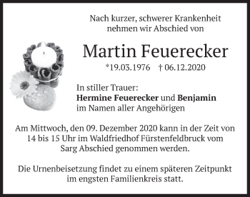 Todesanzeige von Martin Feuerecker von merkurtz