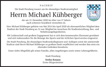 Todesanzeige von Michael Kühberger von merkurtz