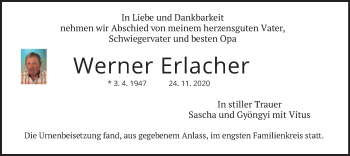 Todesanzeige von Werner Erlacher von merkurtz