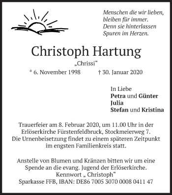 Todesanzeige von Christoph Hartung von merkurtz