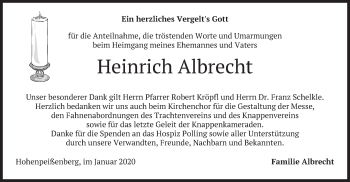 Todesanzeige von Heinrich Albrecht von merkurtz