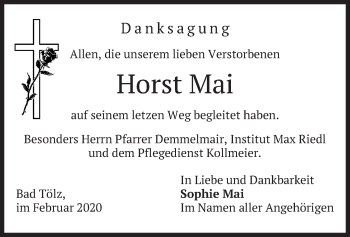 Todesanzeige von Horst Mai von merkurtz