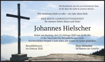 Todesanzeige von Johannes Hielscher von merkurtz