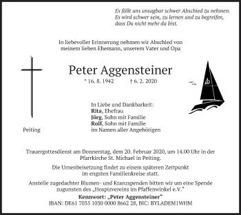 Todesanzeige von Peter Aggensteiner von merkurtz