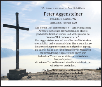 Todesanzeige von Peter Aggensteiner von merkurtz