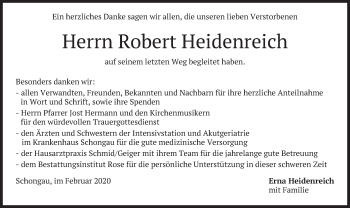 Todesanzeige von Robert Heidenreich von merkurtz