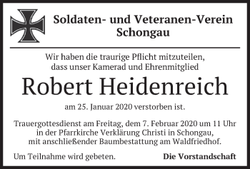 Todesanzeige von Robert Heidenreich von merkurtz