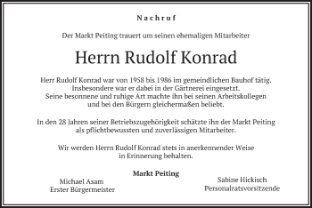 Todesanzeige von Rudolf Konrad von merkurtz