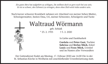 Todesanzeige von Waltraud Wörmann von merkurtz