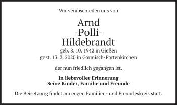 Todesanzeige von Arnd Hildebrandt von merkurtz