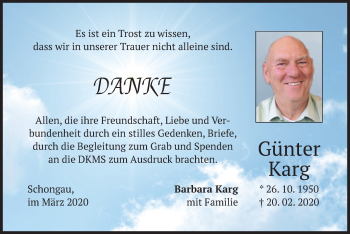 Todesanzeige von Günter Karg von merkurtz