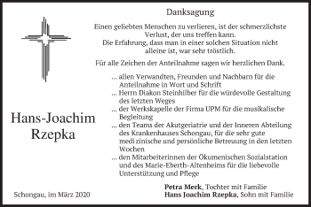 Todesanzeige von Hans-Joachim Rzepka von merkurtz