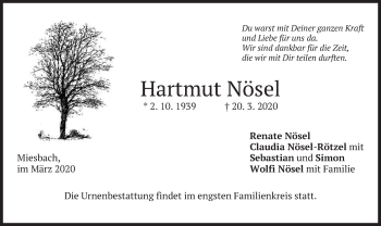Todesanzeige von Hartmut Nösel von merkurtz