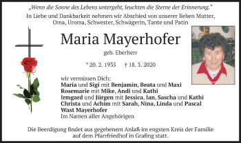 Todesanzeige von Maria Mayerhofer von merkurtz