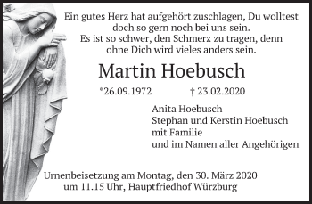 Todesanzeige von Martin Hoebusch von merkurtz