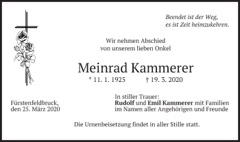 Todesanzeige von Meinrad Kammerer von merkurtz