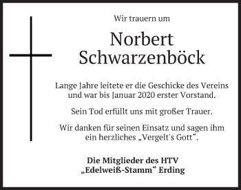 Todesanzeige von Norbert Schwarzenböck von merkurtz