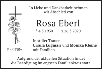 Todesanzeige von Rosa Eberl von merkurtz