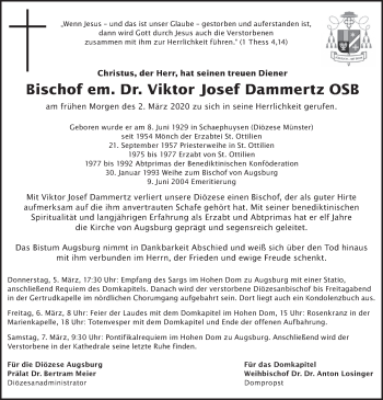 Todesanzeige von Viktor Josef Dammertz von merkurtz