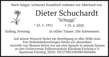 Todesanzeige von Dieter Schuchardt von merkurtz