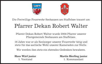 Todesanzeige von Robert Walter von merkurtz