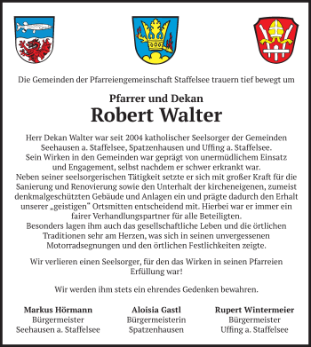 Todesanzeige von Robert Walter von merkurtz