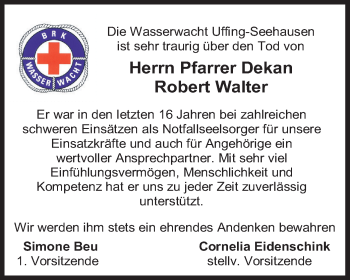 Todesanzeige von Robert Walter von merkurtz