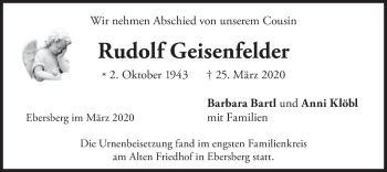 Todesanzeige von Rudolf Geisenfelder von merkurtz