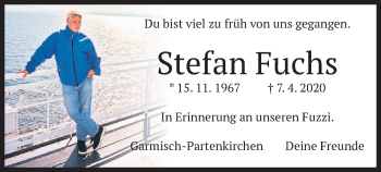 Todesanzeige von Stefan Fuchs von merkurtz