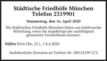 Todesanzeige von Städtische Friedhöfe München von merkurtz