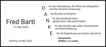 Todesanzeige von Fred Bartl von merkurtz