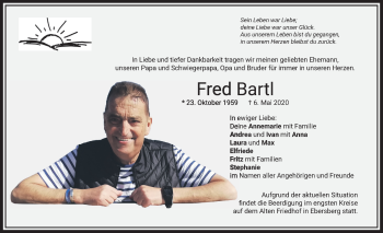 Todesanzeige von Fred Bartl von merkurtz