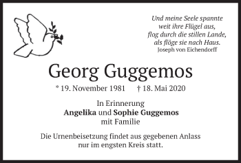 Todesanzeige von Georg Guggemos von merkurtz