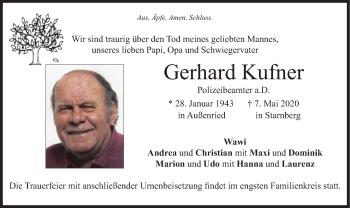 Todesanzeige von Gerhard Kufner von merkurtz