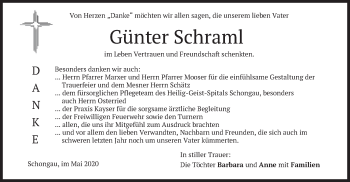 Todesanzeige von Günter Schraml von merkurtz