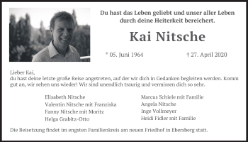Todesanzeige von Kai Nitsche von merkurtz