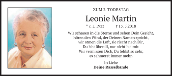 Todesanzeige von Leonie Martin von merkurtz