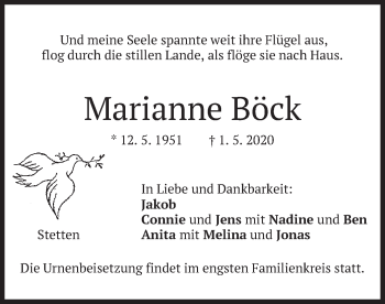 Todesanzeige von Marianne Böck von merkurtz