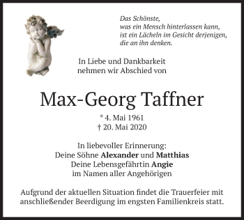 Todesanzeige von Max-Georg Taffner von merkurtz
