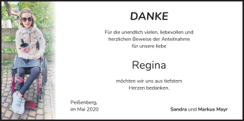 Todesanzeige von Regina  von merkurtz